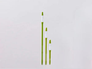 Three green Sustee moisture sticks for large, medium, and small plant pots