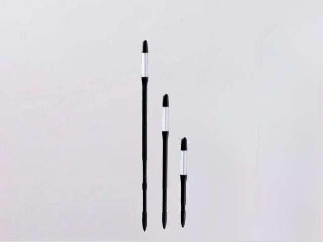 Three black Sustee moisture sticks for large, medium, and small plant pots
