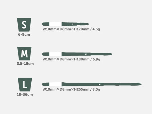 Measurement chart for different sizes that Sustee come in on a grey background